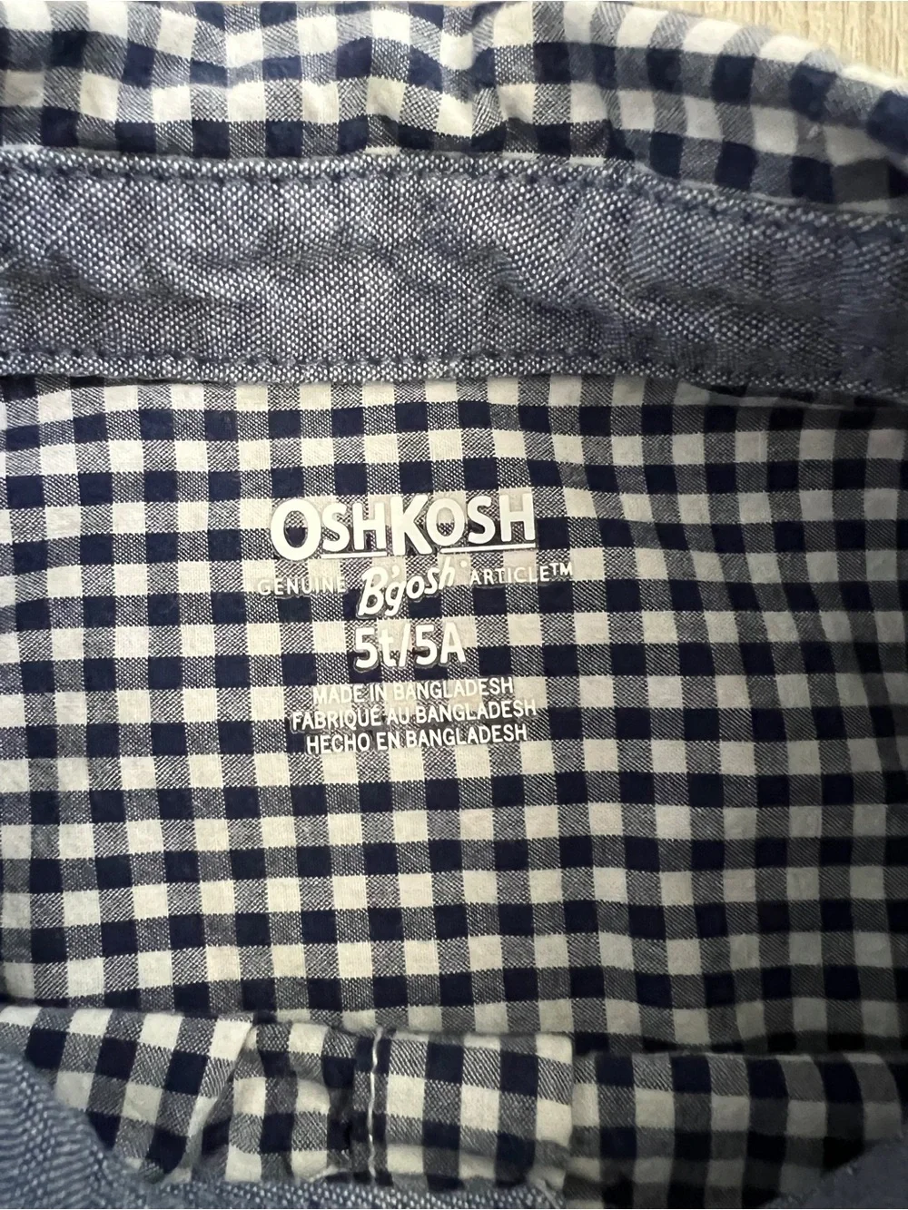 Gap Kids OshKosh Boys 4/5 Gingham Shirt Navy Pull On Shorts 2 Piece Outfit
